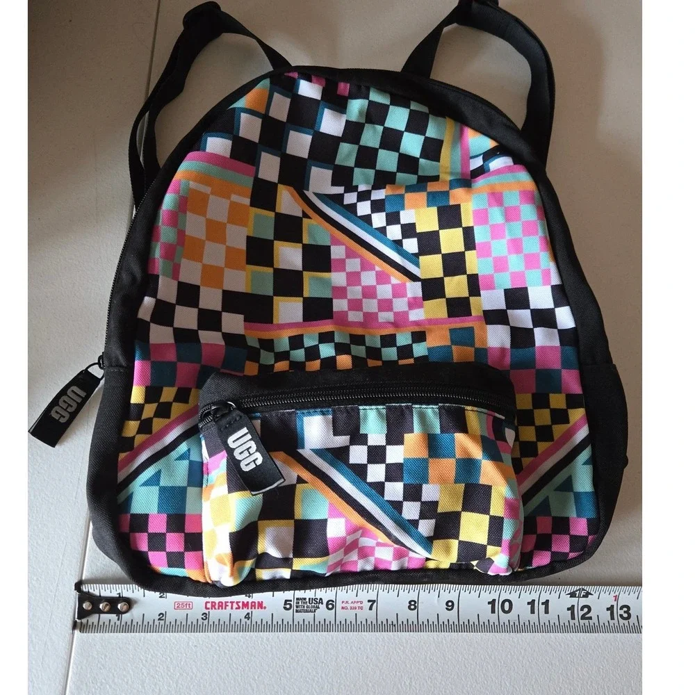 UGG Mini‎ Backpack Multicolored Checkerboard Geometric Canvas Bag 90s y2k NEW!